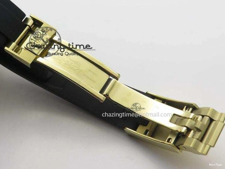 MiroTime 0403 Stylish Daytona YG BP Maker Gold Dial Sticks Markers On Rubber Strap A7750@ 4012